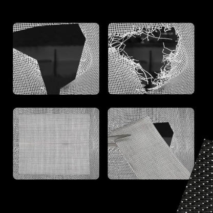 Belro strong adhesive screen repair tape applied to a men's clothing item, showing durable, clear repair material on fabric.