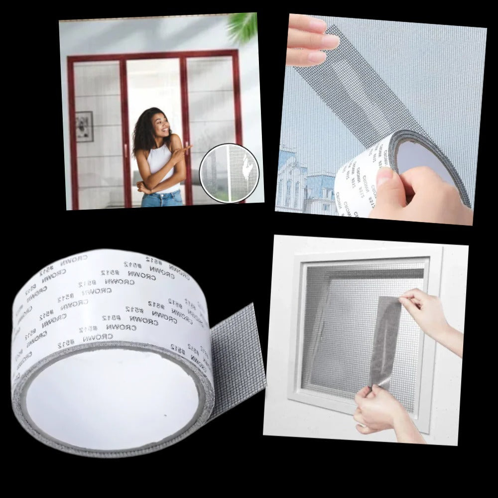Belro Strong Adhesive Screen Repair Tape applied to a clothing item, showcasing durable, clear adhesive for quick fixes.