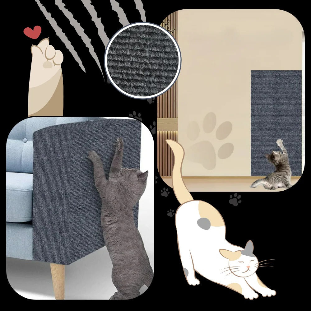 Belro adhesive wall-mounted cat scratch pad attached to a wall in a home setting, made for feline scratching and climbing.