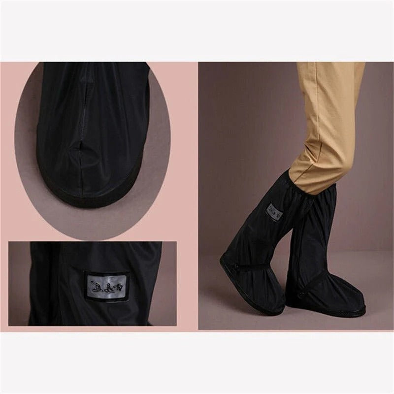 Belro waterproof boot covers for footwear, shown in black with adjustable straps and durable material for protection against wet conditions.