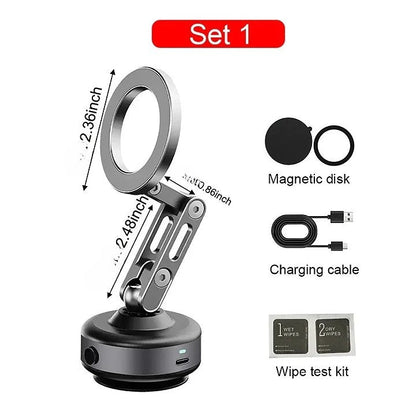 Belro All-Weather Magnetic Phone Holder mounted on car dashboard, showcasing easy magnetic attachment for smartphones.