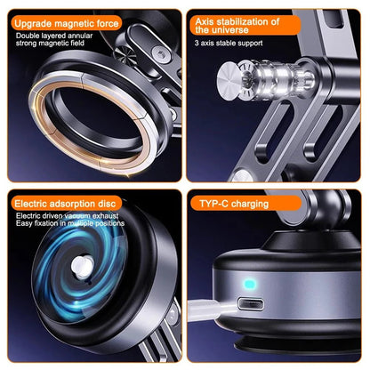 Belro all-weather magnetic phone holder mounted on a car dashboard, holding a smartphone securely for easy access.