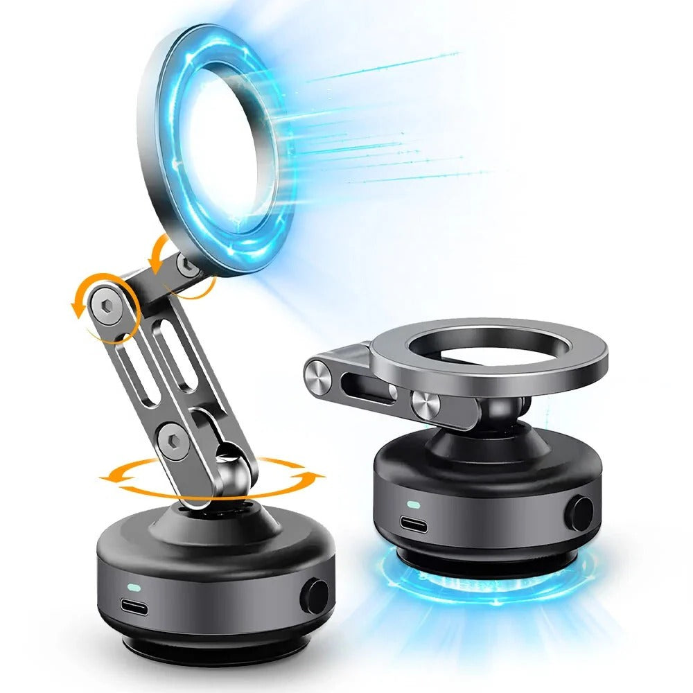Belro All-Weather Magnetic Phone Holder attached to a car dashboard, holding a smartphone securely in place for easy access.
