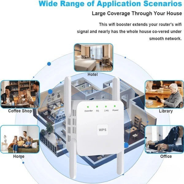 Belro 5G dual-band WiFi booster providing improved wireless signal strength and coverage for electronic devices.