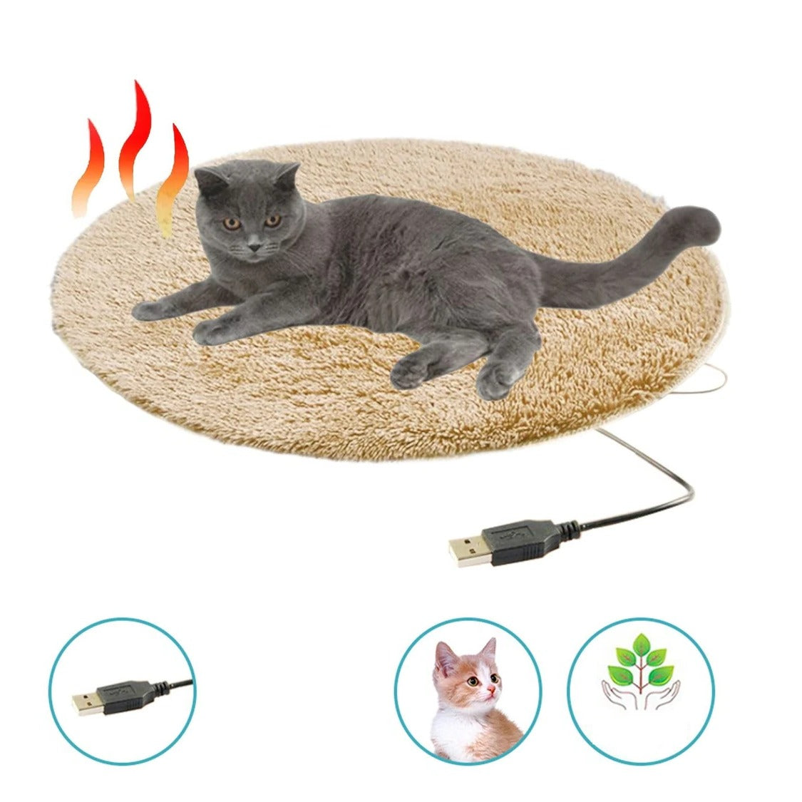 Belro USB heated pet cushion with soft fabric, designed for comfort and pain relief for cats and dogs.