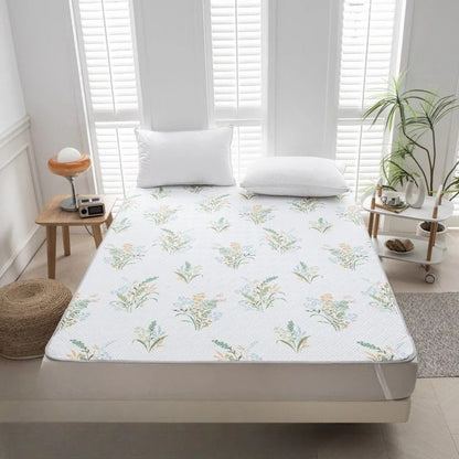 Belro cooling mattress pad on bed, breathable bedding topper for temperature regulation and enhanced sleep comfort.