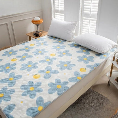 Belro cooling mattress pad shown on bed, designed to enhance sleep comfort with cooling features for a restful night.