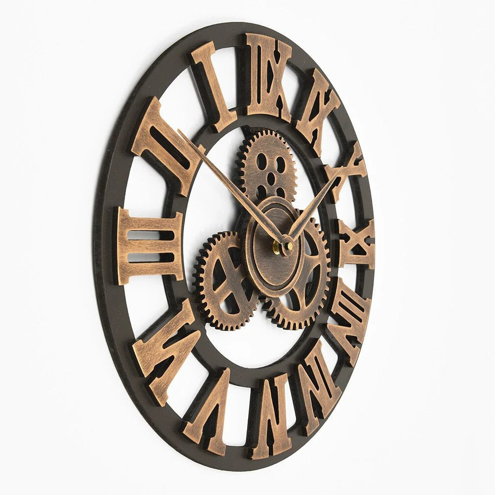 Belro industrial wall clock with a vintage metal frame and large black numerals, suitable for home and garden decor.