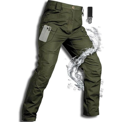 Men’s waterproof winter cargo trousers by Belro, showing durable fabric, multiple pockets, and a relaxed fit for cold weather outdoor wear.