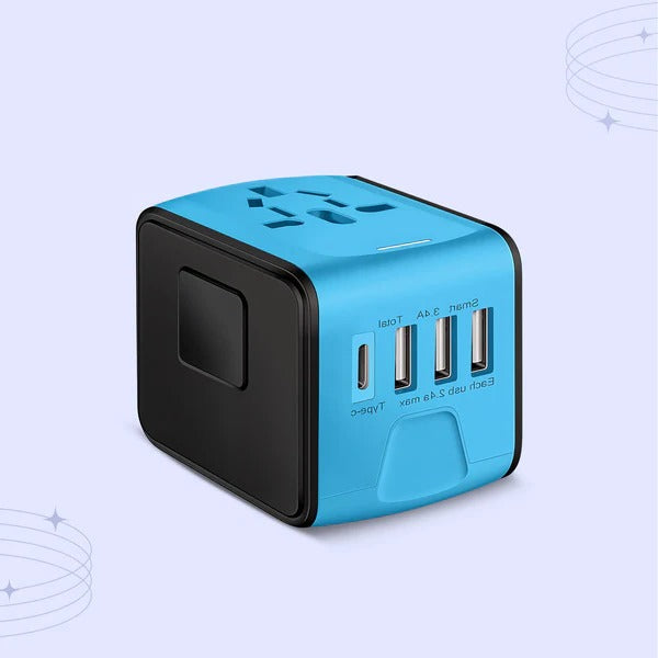Belro universal travel power adapter with multiple plug options for international electronics compatibility