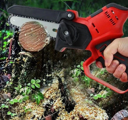 Belro compact cordless chainsaw for men, shown with a sleek design and ergonomic handle, ideal for lightweight cutting tasks