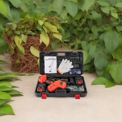 Men's Belro Compact Cordless Chainsaw clothing, showcasing the lightweight design and ergonomic features for outdoor work.