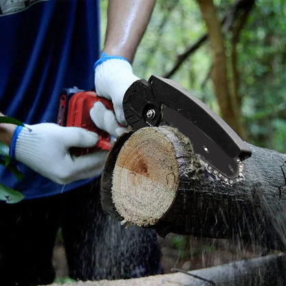 Belro compact cordless chainsaw for men, with a sleek design and ergonomic handle, ideal for easy yard trimming and cutting tasks.
