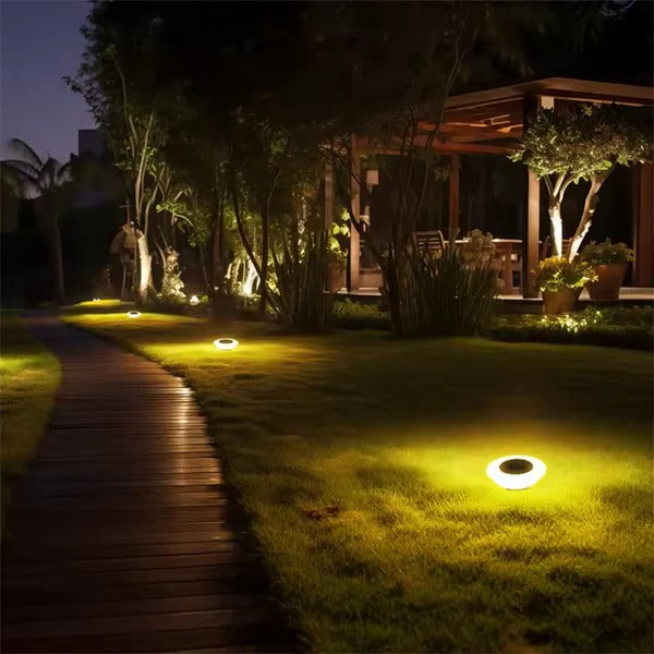 Belro rust-proof solar outdoor umbrella lights attached to a patio umbrella, providing eco-friendly illumination.