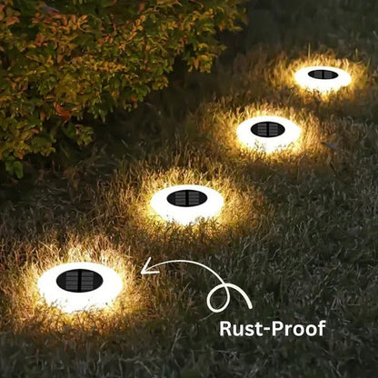 Belro rust-proof solar outdoor umbrella lights attached to a patio umbrella, providing eco-friendly illumination for outdoor spaces