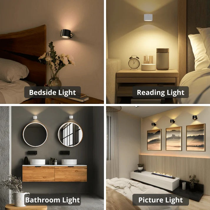 Belro LED rechargeable wall light mounted outdoors, providing bright illumination for garden or patio areas.