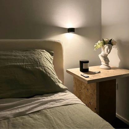 Belro LED rechargeable wall light mounted outdoors, providing bright illumination for home and garden spaces.