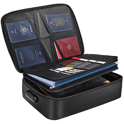 Belro waterproof fireproof document and cash safe bag with secure zipper for outdoor home security storage.