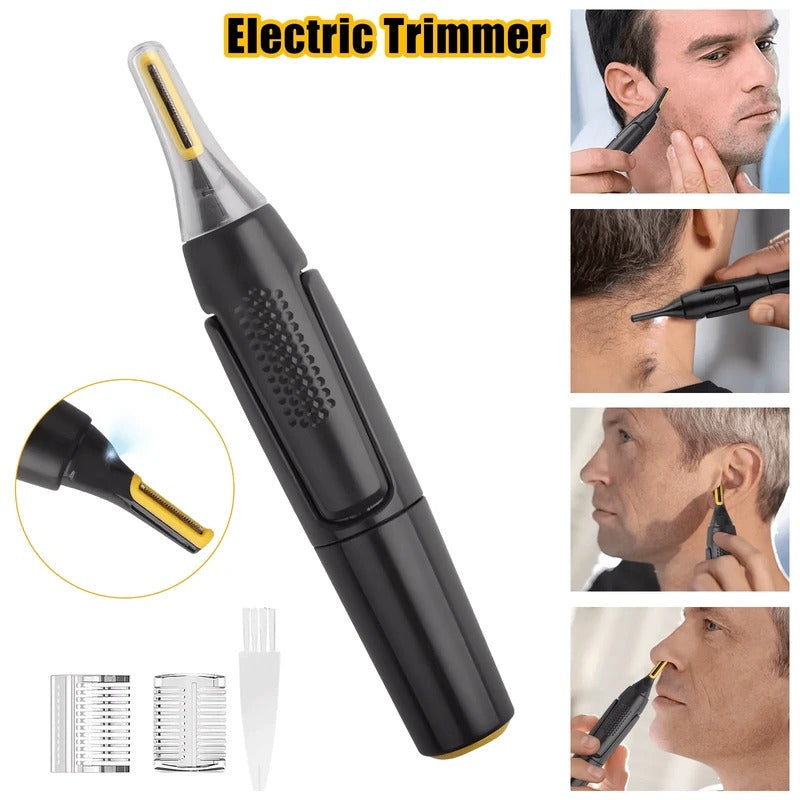 Belro men's multi-area grooming trimmer with adjustable blades, black and silver design, suitable for facial and body grooming.