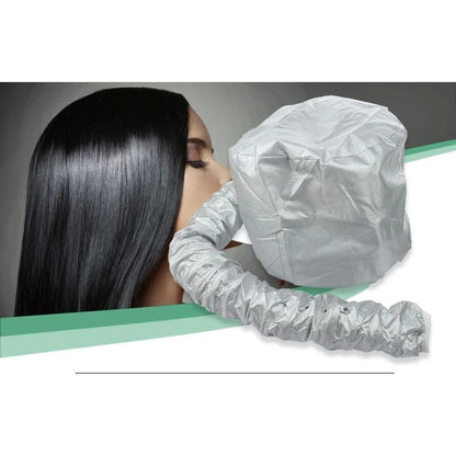 Belro portable hair bonnet dryer cap for healthy hair care, shown in a close-up view of the soft, adjustable bonnet design.