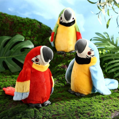 Belro talking and music-playing plush parrot toy, soft and colorful, designed as a playful plush accessory for men.