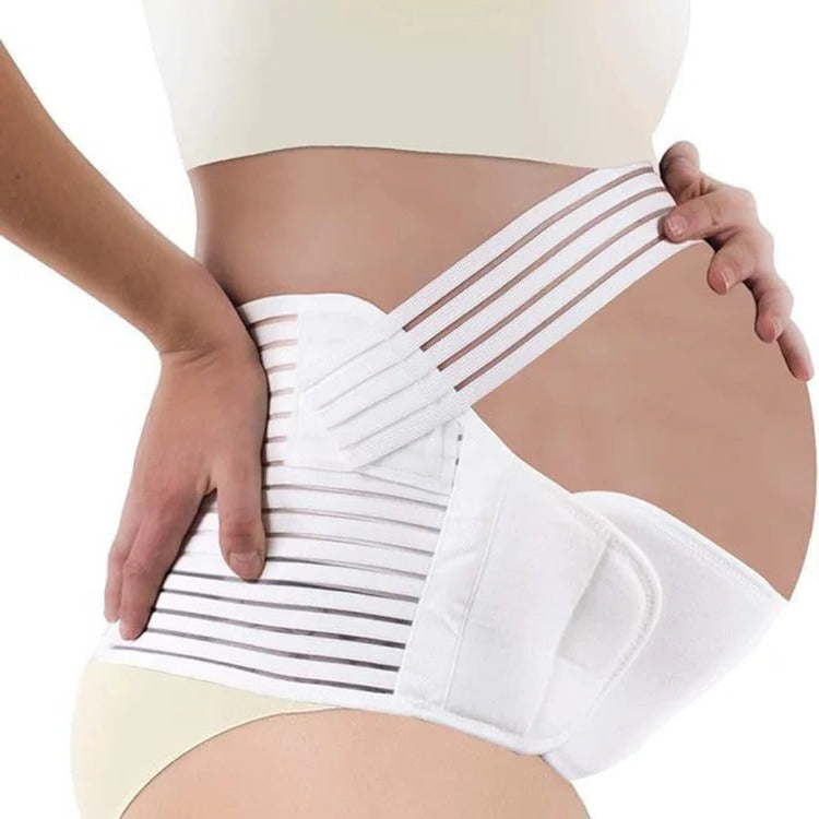 Belro pregnancy support belt worn around the belly, designed to provide comfort and support during pregnancy.