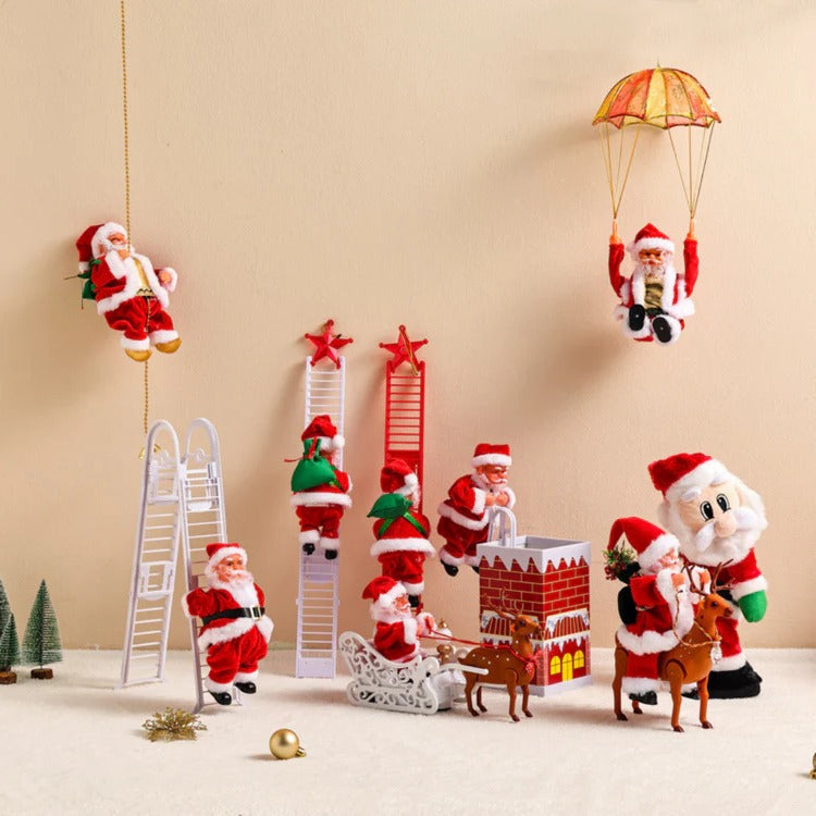 Climbing Santa holiday display toy, Belro men's clothing accessory featuring a festive Santa figure in a climbing pose.
