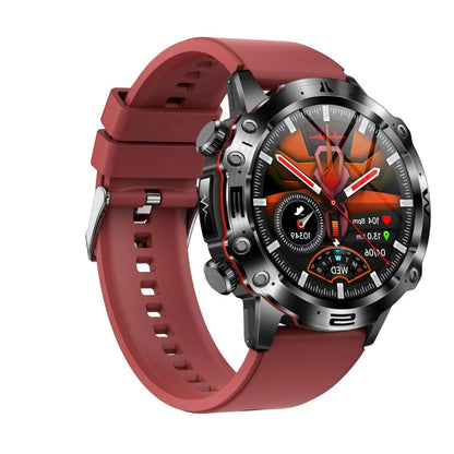 Belro multifunctional wellness smartwatch displaying digital interface with health tracking features on a sleek black strap.