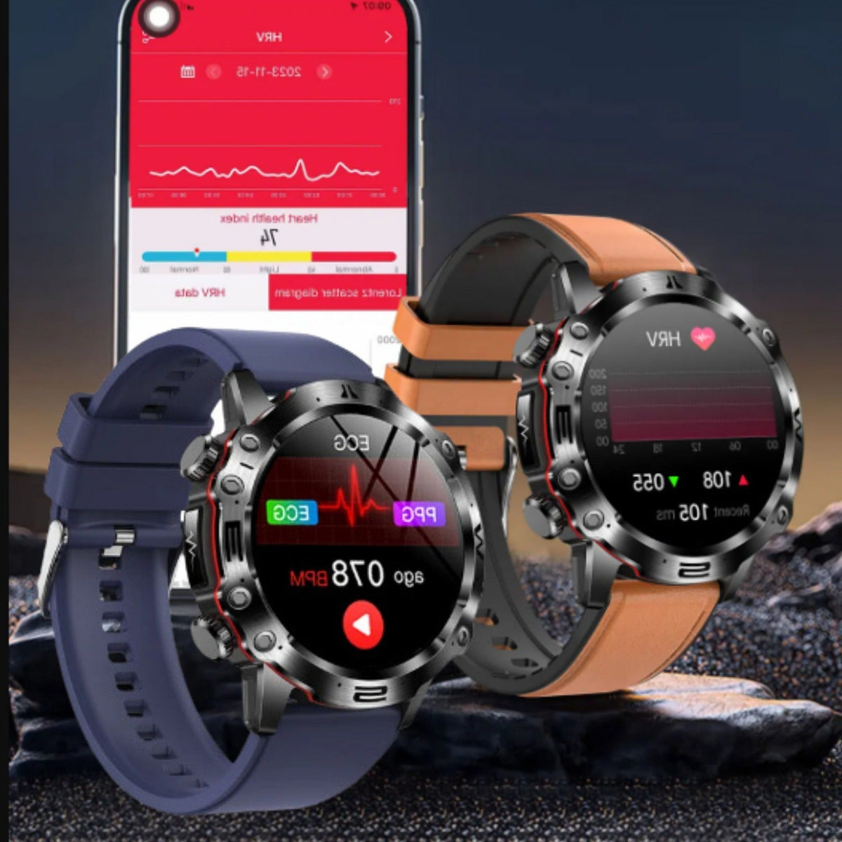 Belro multifunctional wellness smartwatch displaying health metrics on a digital screen, worn on a person's wrist.