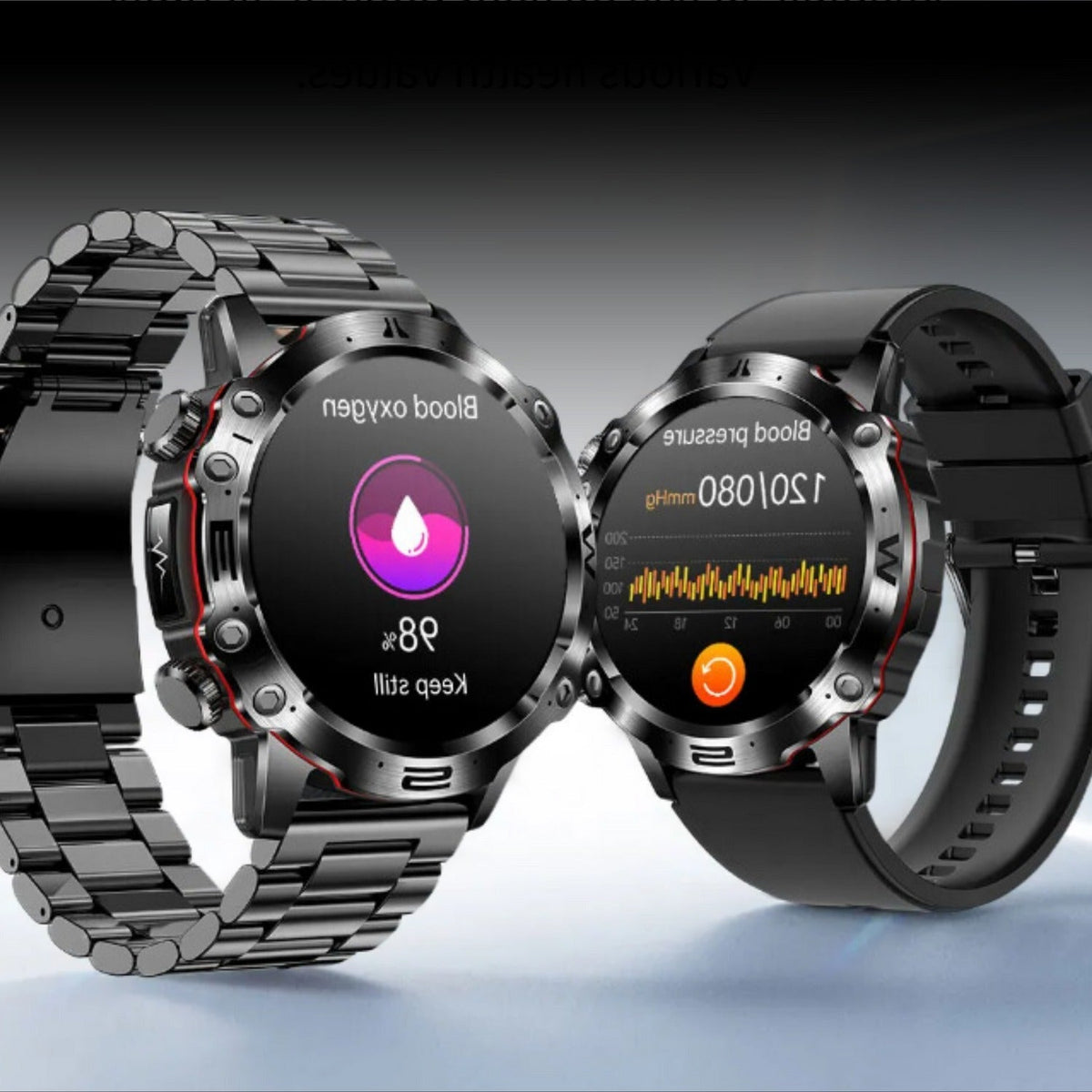 Belro multifunctional wellness smartwatch displaying digital screen with health tracking features on a sleek electronic device.