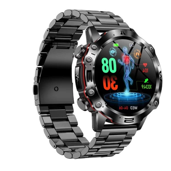 Belro multifunctional everyday wellness smartwatch displaying a digital screen with health tracking features and a sleek design