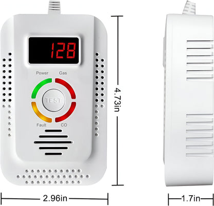 Belro plug-in household gas and CO detection unit for outdoor use, with digital display and safety sensor features.