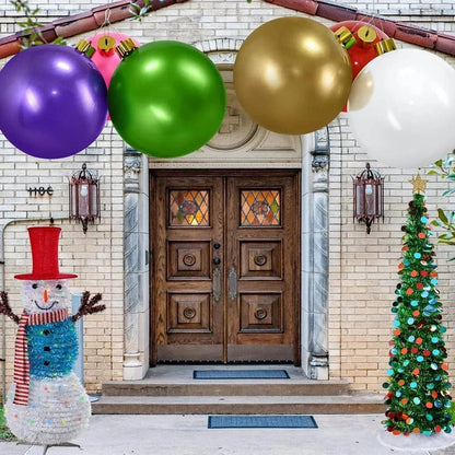 Inflatable holiday ball decoration by Belro, designed as a festive clothing accessory for men, shown in a colorful, inflated form.