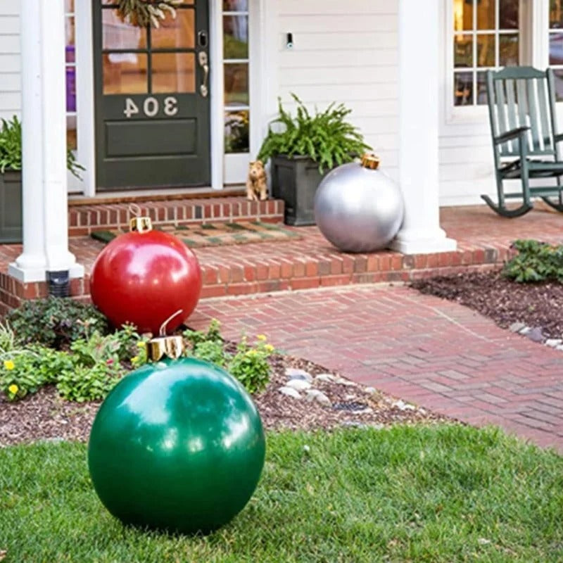 Belro inflatable holiday ball decoration resembling a festive ornament, designed for men's holiday clothing displays.