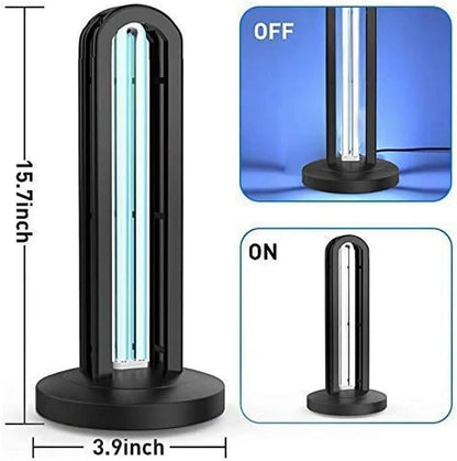 Belro ultraviolet sterilizer lamp for baby bottles and nursing accessories, shown turned on with a sleek compact design.