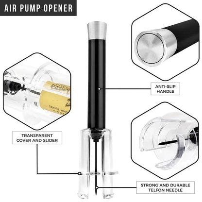Belro Air-Assist Wine Bottle Opening Set with electronic opener and accessories for effortless wine opening.