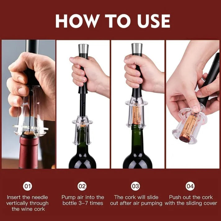 Belro Air-Assist Wine Bottle Opening Set with electronic air pump and accessories for effortless cork removal.