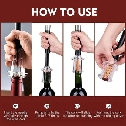 Belro Air-Assist Wine Bottle Opening Set with electronic air pump and accessories for effortless cork removal.