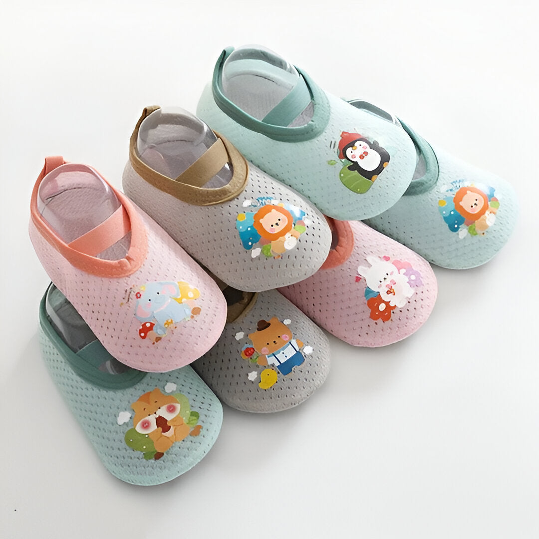 Belro baby cartoon non-slip shoes showing colorful, soft footwear with non-slip soles and playful cartoon designs for infants.