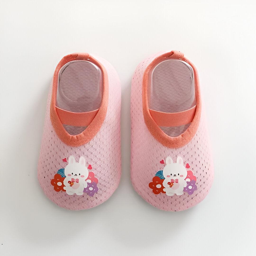 Belro baby cartoon non-slip shoes showing colorful cartoon designs and soft soles, perfect for infants' first steps.