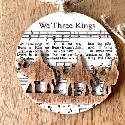 Belro nativity-themed music sheet ornament collection featuring detailed, festive designs for holiday decorations