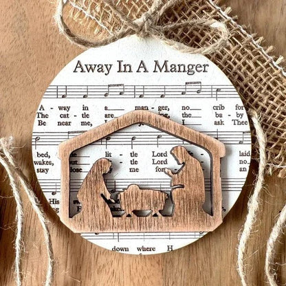 Belro nativity-themed music sheet ornament collection featuring festive designs, perfect for holiday decoration and clothing accessories.