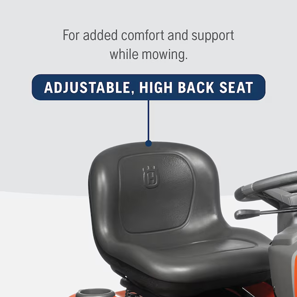 Casavibeo Husqvarna YTH22V46 46-inch lawn tractor with 724cc engine and mulching capability, shown on a grassy lawn.