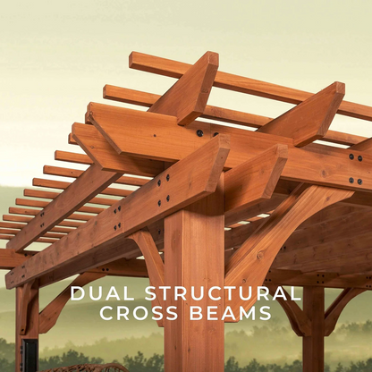 Casavibeo Backyard Discovery 20x12 Beaumont Pergola with wooden beams and open design for outdoor shade and style