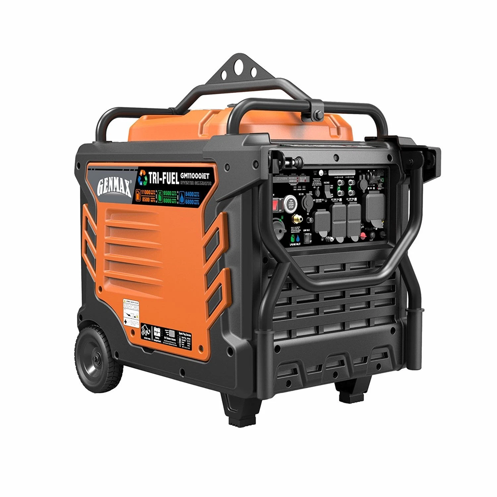 Casavibeo Genmax 11000-W portable tri-fuel gas inverter generator with remote start and CO sensor, shown in the image.