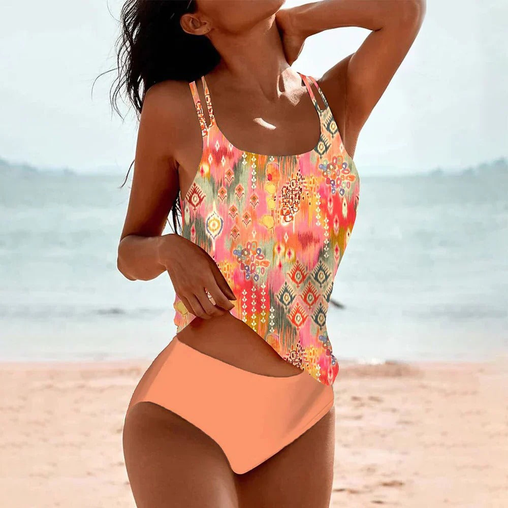 Belro popular swimsuit set featuring a stylish two-piece bikini with colorful patterns, perfect for beach and poolside wear.