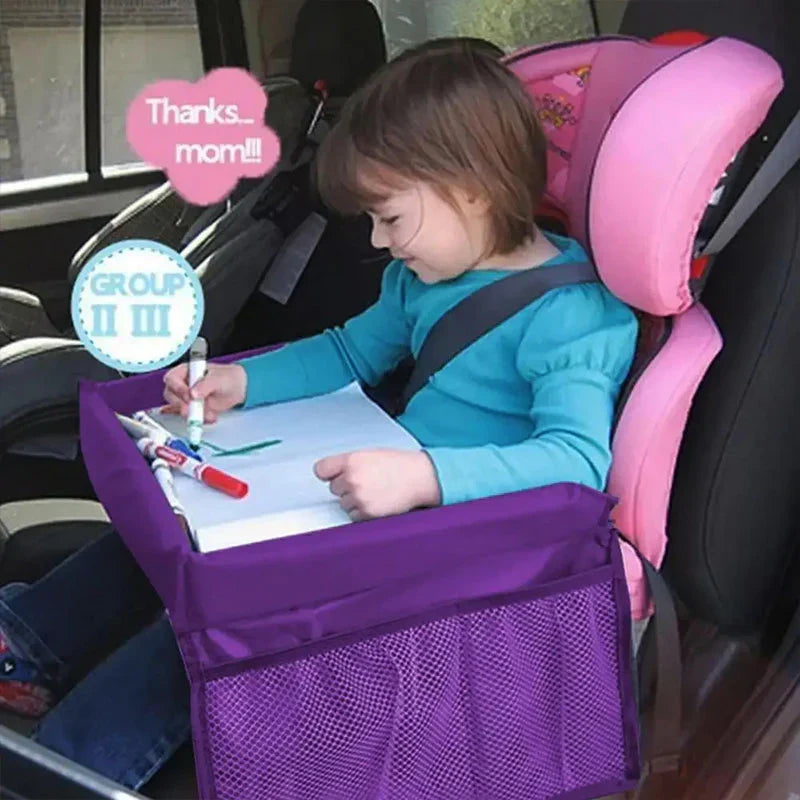 Belro baby car seat tray for sports and outdoor use, providing a convenient surface for snacks and toys in the car.