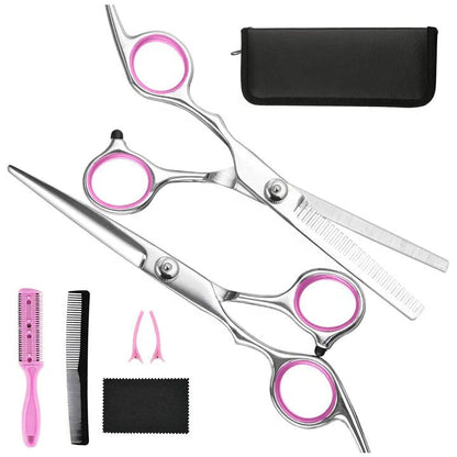 Belro professional haircutting set with scissors, clippers, and combs for hair styling and trimming.