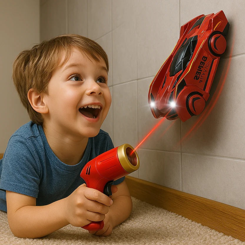 Belro wall climbing car toy for kids, colorful plastic toy vehicle designed for indoor climbing fun and active play.