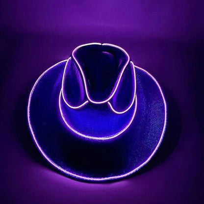 Belro LED cowboy hat with built-in light, sun hat style, featuring illuminated accents for outdoor or festive wear.